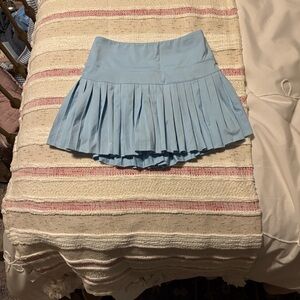Chic Light Blue Pleated Mini Skirt